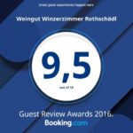 9,5 von 10 Punkten bei den Bewertungen für Weingut Winzerzimmer Rothschädl