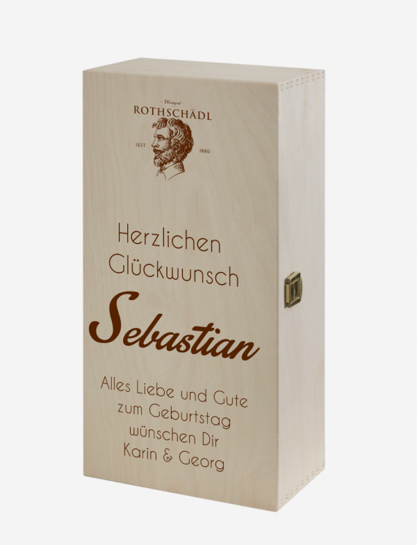 Wein Holzbox mit persönlichem Text Graviert. Ideal als Geschenk